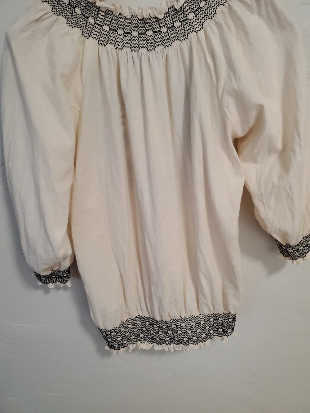 Karen Kane Cream Tunic with Black Floral Embroidery